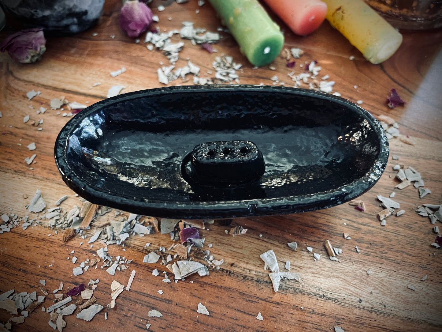 Cast Iron Canoe Smudge Pot