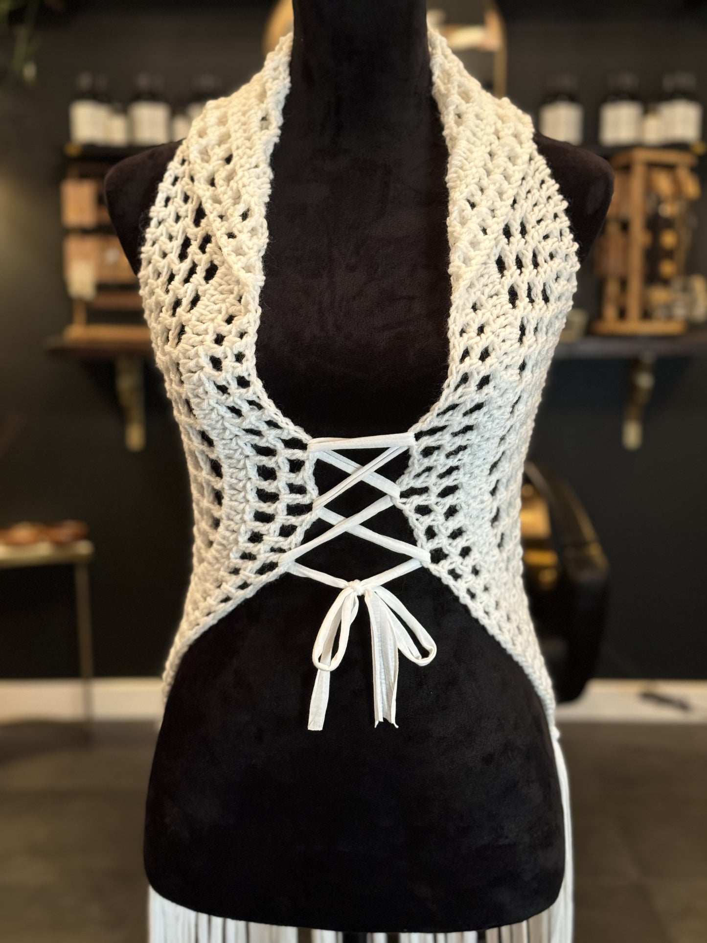 Small White Spider Web Fae Vest