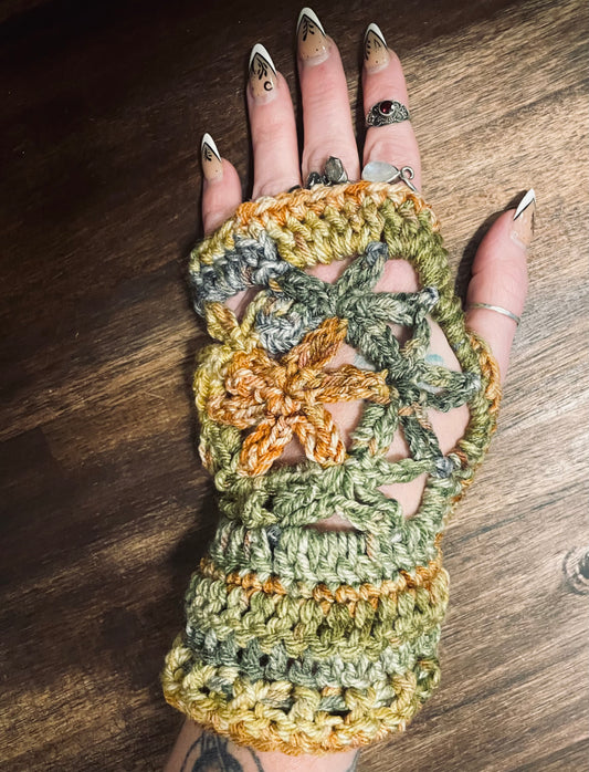 Flower of Life (hippie harvest) Fingerless Gloves