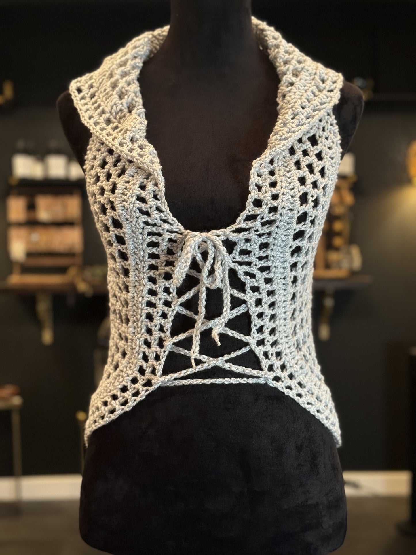 Medium Silver Sparkle spiderwebs vest