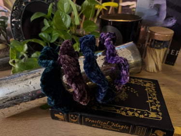 Velvet Crochet Jewel-Tone Scrunchies