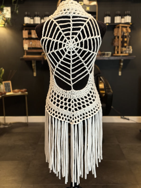 Small White Spider Web Fae Vest