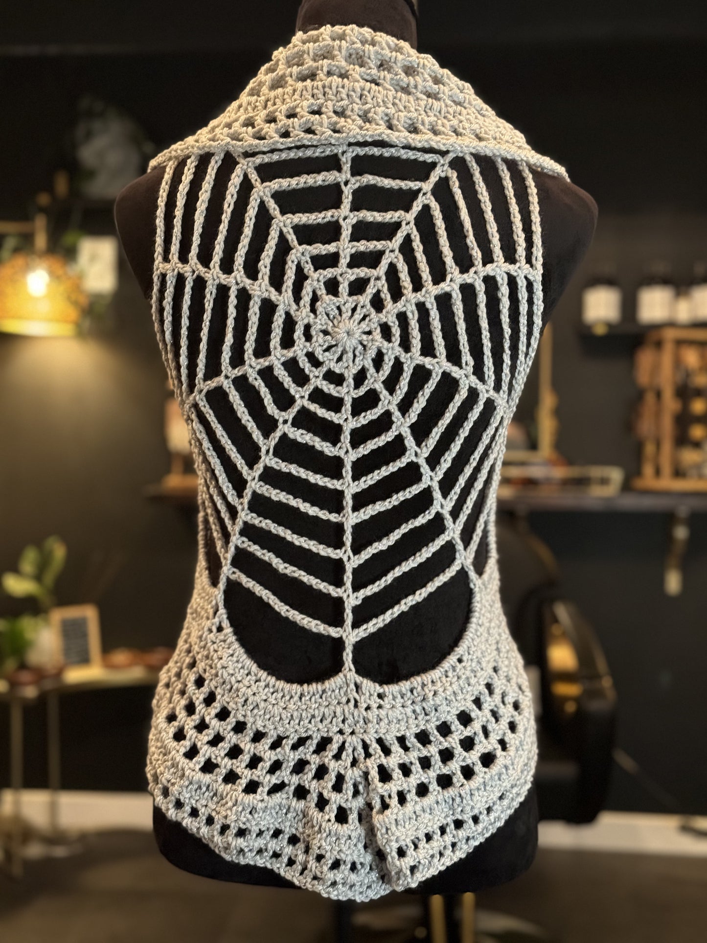 Medium Silver Sparkle spiderwebs vest