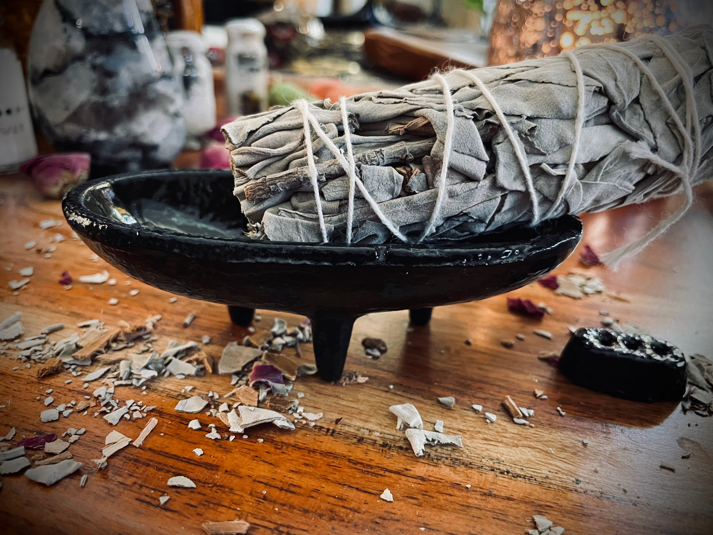 Cast Iron Canoe Smudge Pot